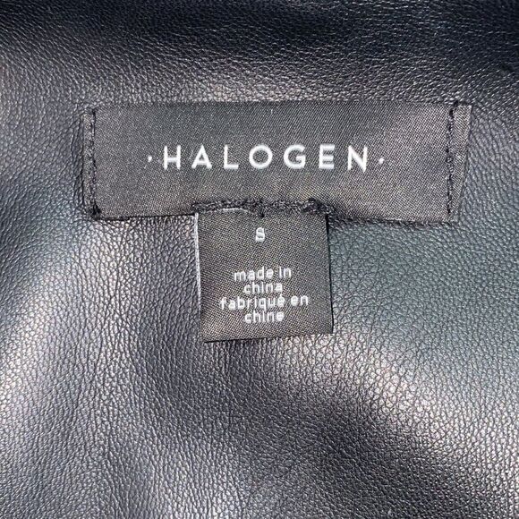 Halogen Black Faux Leather Open Front Waterfall Jacket Size Small - Picture 7 of 13